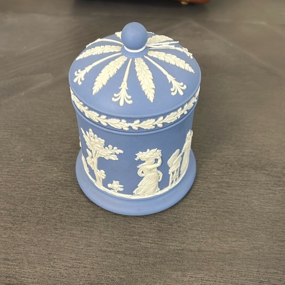 Wedgwood Other - WEDGWOOD JASPERWARE ~2PC CIGARETTE JAR ~ BLUE Trinket Dish Covered Box 60's